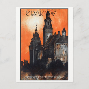 Polen Krakau Vintage Reiseplakat wiederhergestellt Postkarte