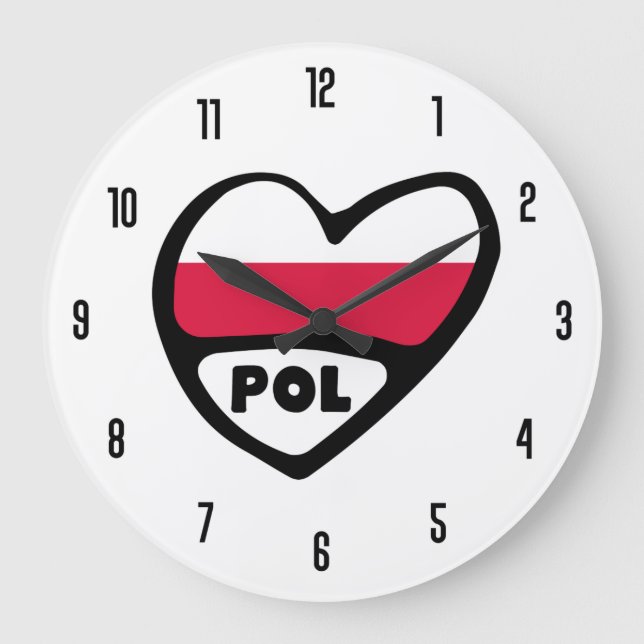Polen - Ländercode POL - Flaggenschwerpunkt Große Wanduhr (Vorderseite)
