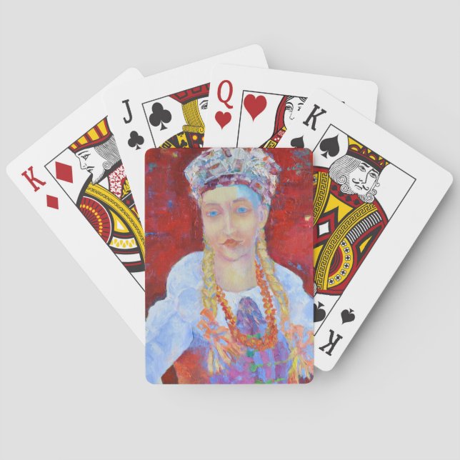 Polen Lowicz Kleid Stolz Flaggenfarben rot weiß Spielkarten (Rückseite)