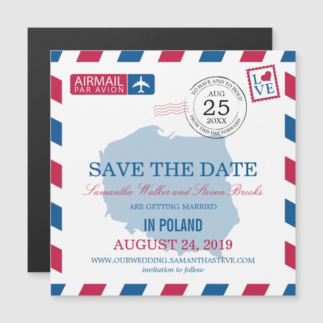 POLEN-Luftpost Save the Date Magneteinladung (Vorne/Hinten)