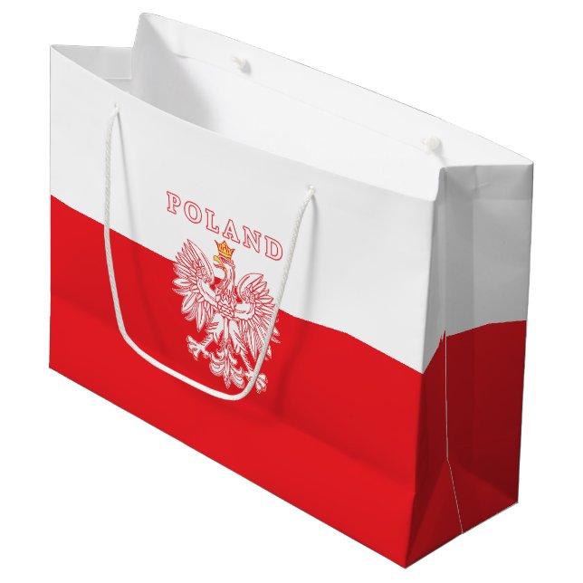 Polen mit Rot-Polnischem Eagle Große Geschenktüte (Vorderseite Schrägansicht)