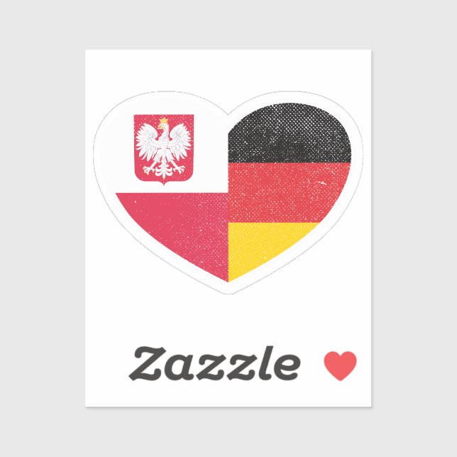 Polen Polen Deutschland Liebe Deutsches Herz Aufkleber (Blatt)