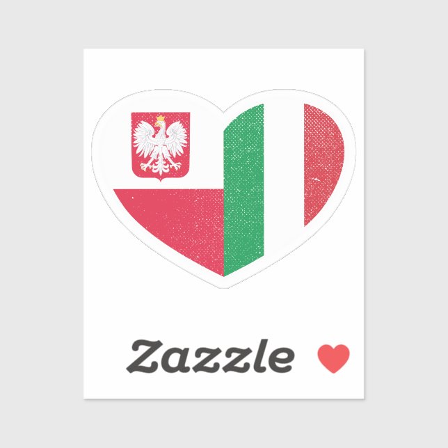 Polen Polen Italien Liebe Italienisches Herz Aufkleber (Blatt)