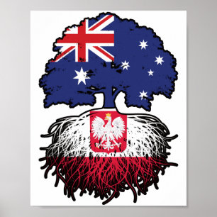Polen Polnisch Australische Baumwurzelflagge Poster