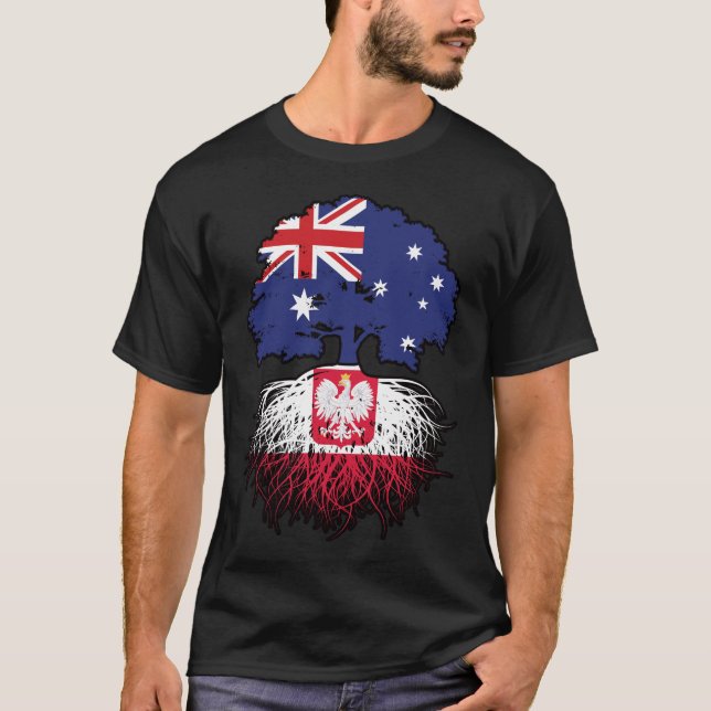 Polen Polnisch Australische Baumwurzelflagge T-Shirt (Vorderseite)