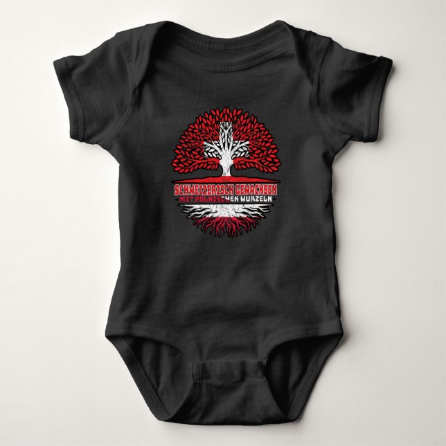 Polen Polnisch Schweizer Schweiz Baum Wurzel Baby Strampler (Vorderseite)