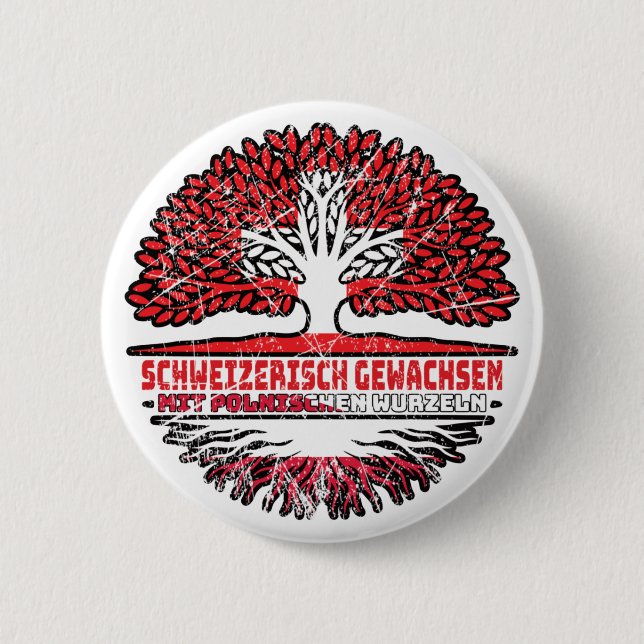 Polen Polnisch Schweizer Schweiz Baum Wurzel Button (Vorderseite)