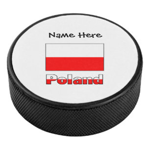 Polen Polnische Flagge Schwarz Personalisierung Eishockey Puck