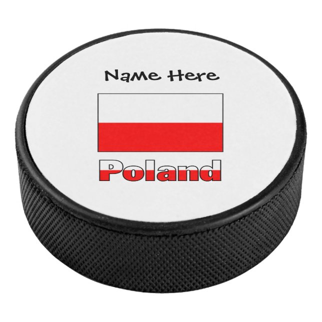 Polen Polnische Flagge Schwarze Personalisierung Eishockey Puck (3/4)