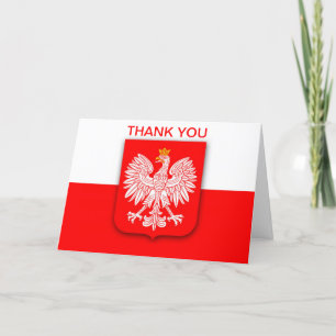 Polen Polska Polnische Flagge Adler Weiß Rot Dankeskarte