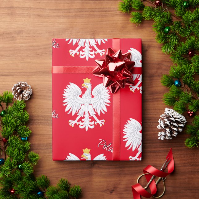 Polen - Rotes Umschlagpapier, Polnischer Adler, Fl Geschenkpapier (Feiertagsgeschenk)
