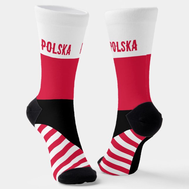 Polen Socken, polnische Flaggenfarben / Sport Socken (Gewinkelt)