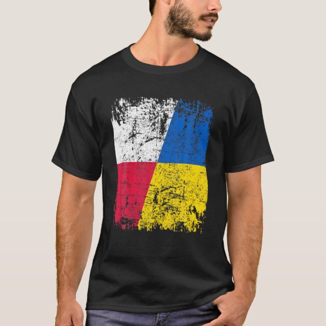 Polen steht bei der Ukraine an der polnischen Flag T-Shirt (Vorderseite)