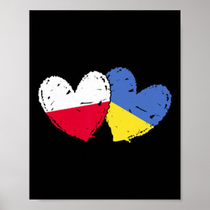 Polen Ukraine Herz Flaggen Polnische Ukrainische D Poster