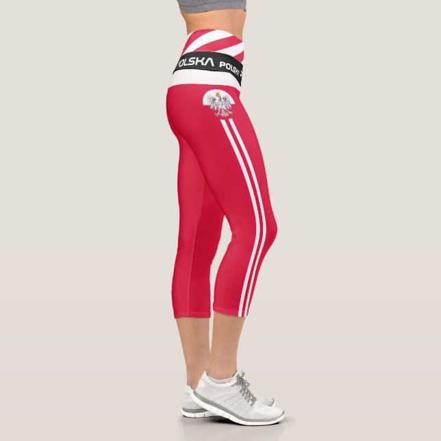 Polen und Polen - Flaggenmode, Fitness, Sport Capri Leggings (Rechts)