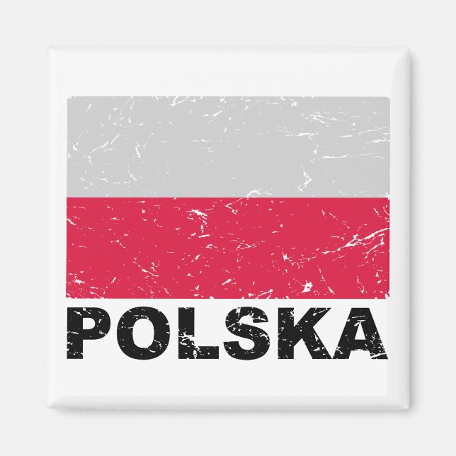Polen Vintage Flagge Magnet (Vorne)