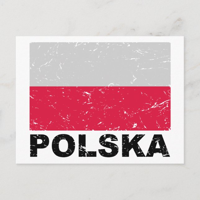 Polen Vintage Flagge Postkarte (Vorderseite)