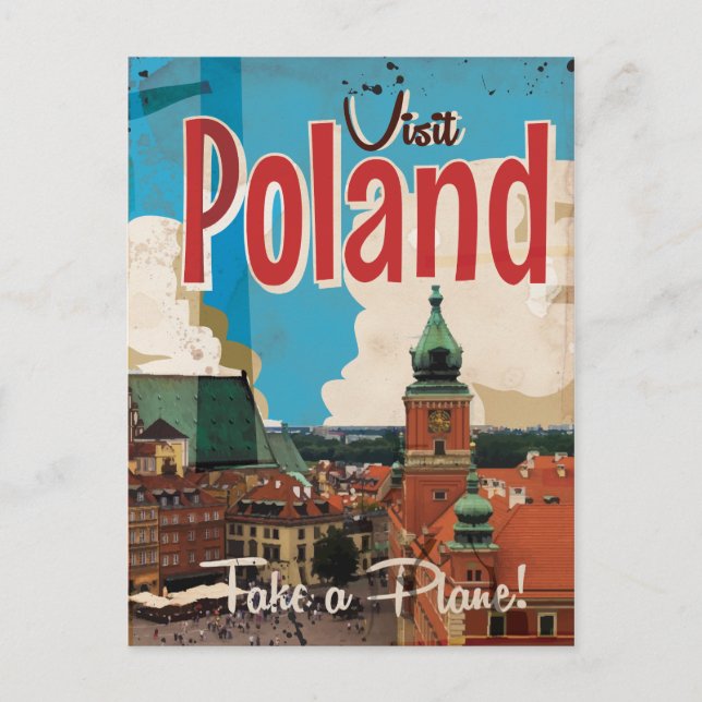 Polen Vintage Travel Poster Postkarte (Vorderseite)