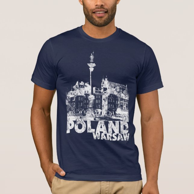 Polen Warschau auf Dunkelheit T-Shirt (Vorderseite)