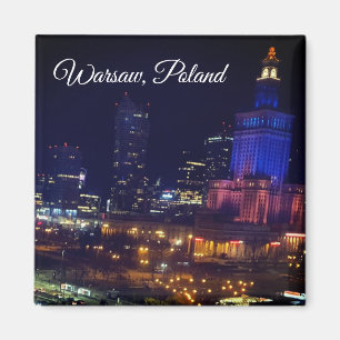 Polen Warschau, Stadt bei Nacht, moderne Fotografi Magnet