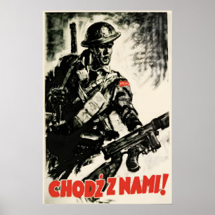 Polen WWII-Propagandaplakat Komm mit uns Poster