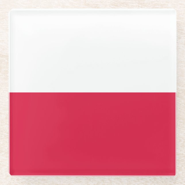 Polenflagge Glasuntersetzer (Vorderseite)