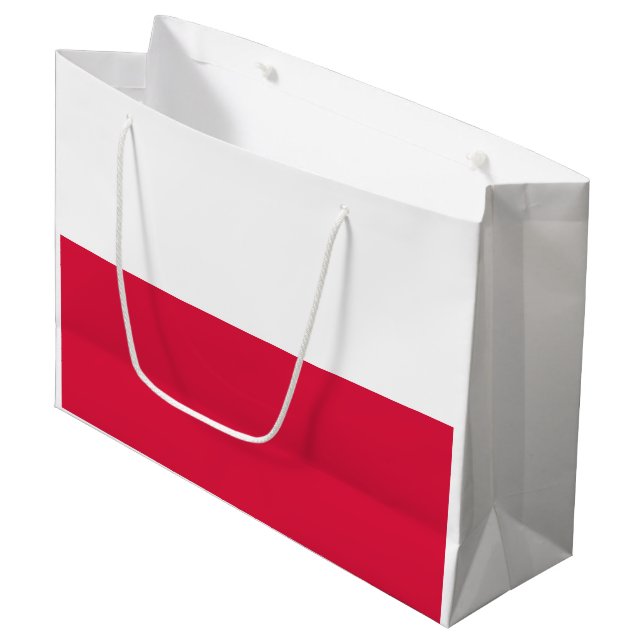 Polenflagge Große Geschenktüte (Vorderseite Schrägansicht)