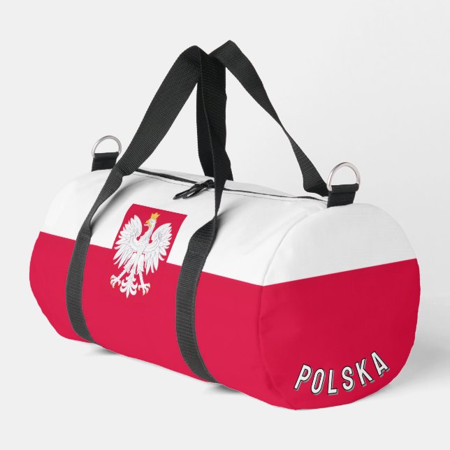 Polenflagge (mit Wappen) Duffle Bag (Linke Seite)