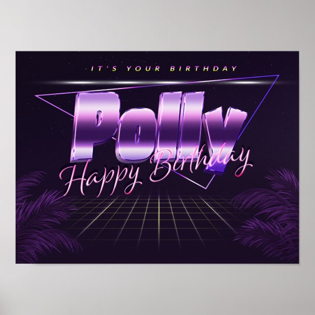 Polenname Vorname lila retro Poster Geburtstag (Vorne)