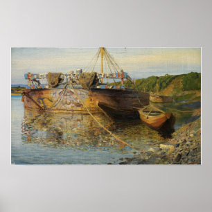 Polenov - Barge am Fluss Oka Poster