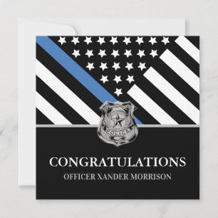 Police Abschluss Blue Line Flag Herzlichen Glückwu Karte