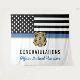 Police Abschluss Blue Line Flag Herzlichen Glückwu Wandteppich