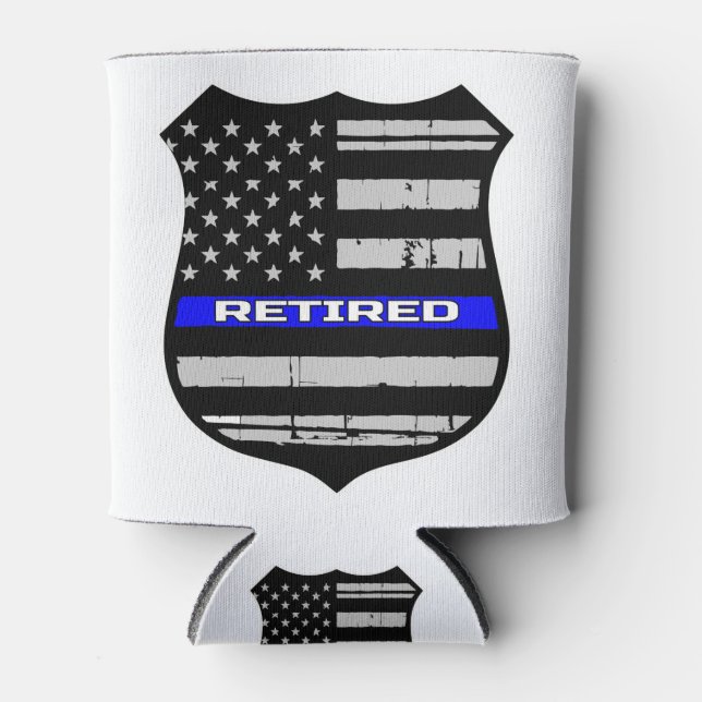 Police Abzeichen Blue Line Remüde Dosenkühler (Vorderseite)