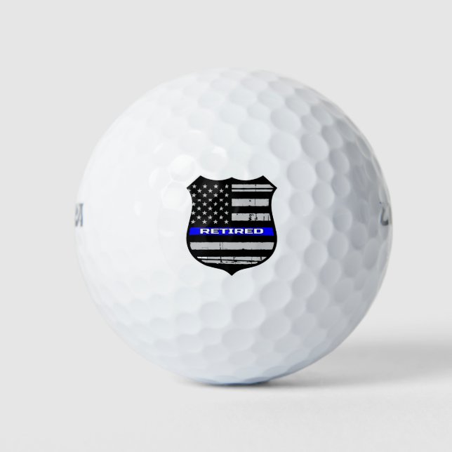 Police Abzeichen Blue Line Remüde Golfball (Vorderseite)