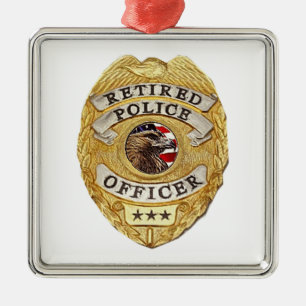 Police_Badge_Retired Ornament Aus Metall