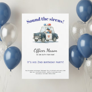 Police Birthday Invitation • Officer Car Einladung