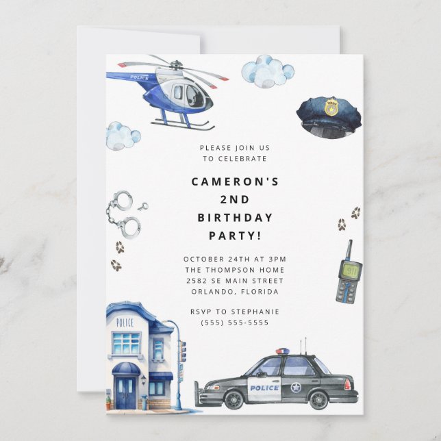 Police Birthday Invitation Police Officer Party Einladung (Vorderseite)