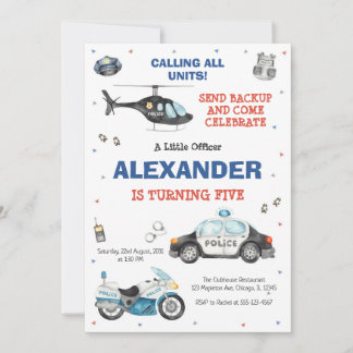 Police Birthday Invitation Police Officer Party Einladung