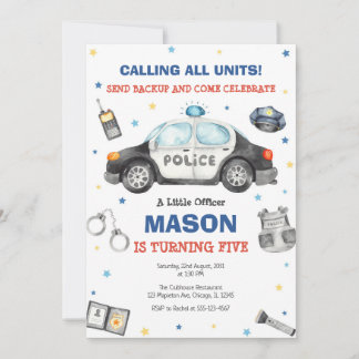 Police Birthday Invitation Police Officer Party Einladung
