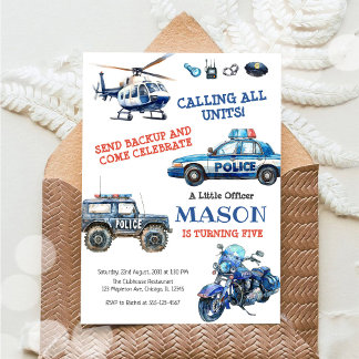 Police Birthday Invitation Police Officer Party Einladung