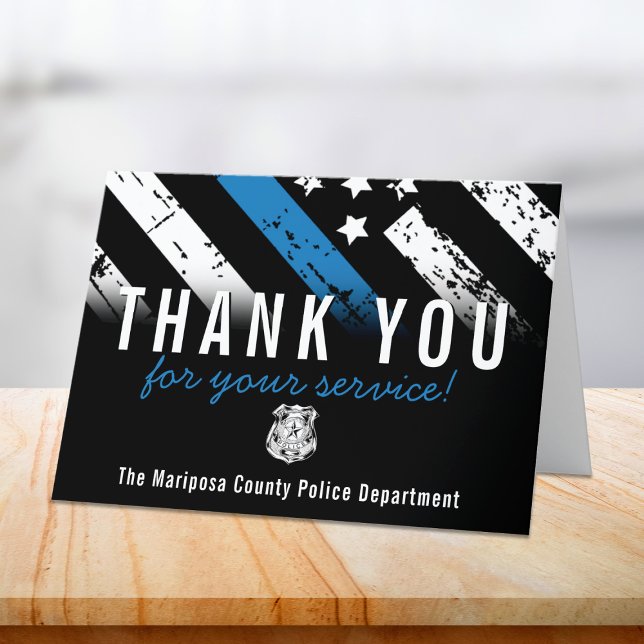 Police Blue Line American Flag First Responder Dankeskarte (Police Blue Line American Flag First Responder Thank You Card)