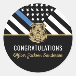 Police Blue Line Congratulation Officer Pensionier Runder Aufkleber