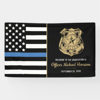 Police Blue Line Flag Herzlichen Glückwunsch Absch Banner