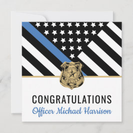 Police Blue Line Flag Herzlichen Glückwunsch Absch Karte