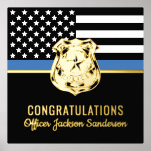 Police Blue Line Flag Herzlichen Glückwunsch Ruhes Foliendrucke