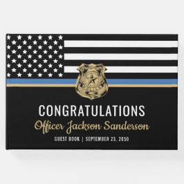 Police Blue Line Flag Herzlichen Glückwunsch Ruhes Gästebuch