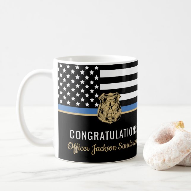 Police Blue Line Flag Herzlichen Glückwunsch Ruhes Kaffeetasse (Mit Donut)
