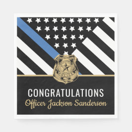 Police Blue Line Flag Herzlichen Glückwunsch Ruhes Serviette