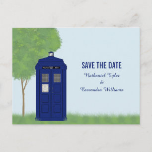 Police Box Save the Date Postcard v4 Ankündigungspostkarte