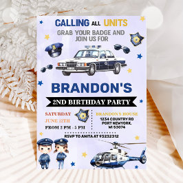 Police Boy 2. Geburtstag Party Einladung